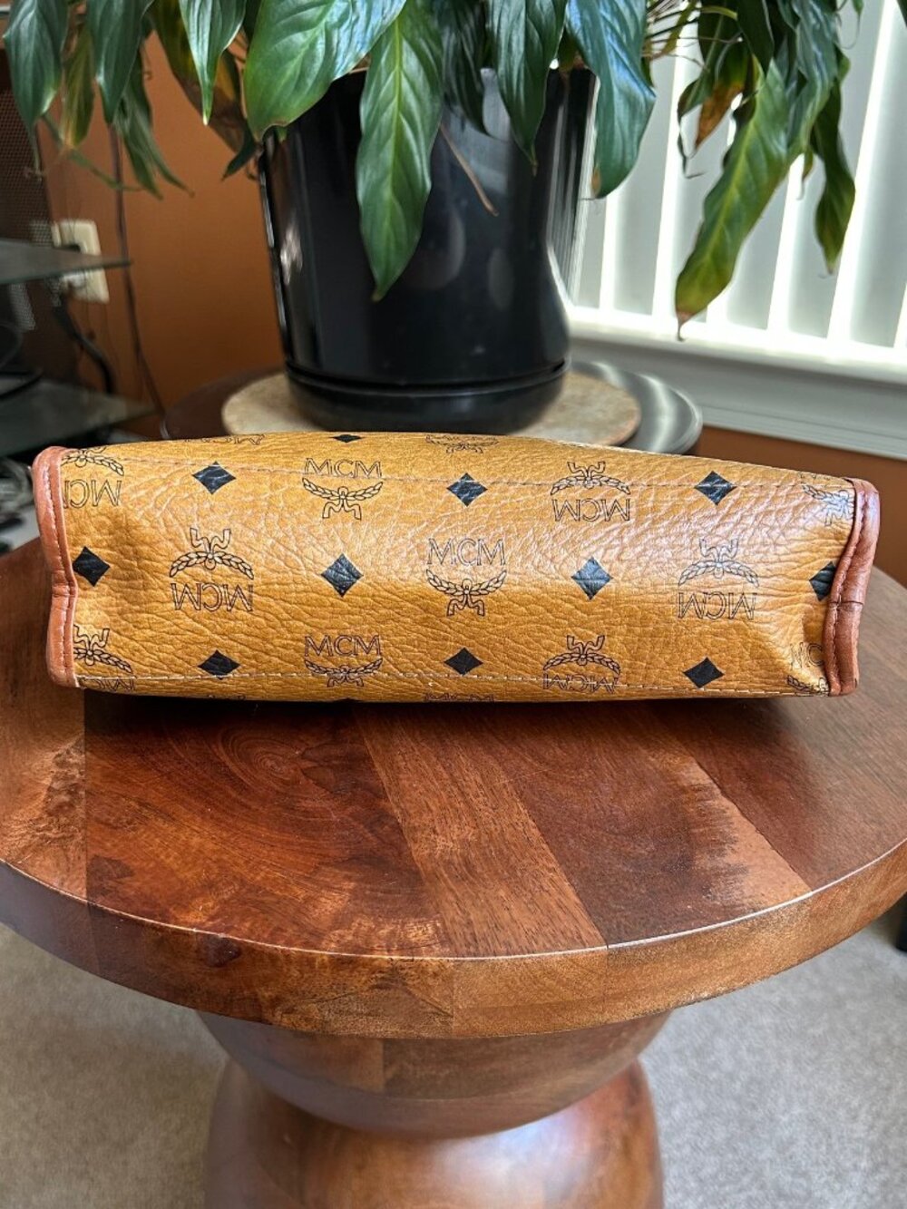 MCM Visetos Clutch Bag Pouch Vintage Cognac Tan - Picture 6 of 12